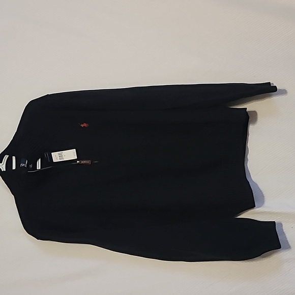 NEW, mens XL Polo by Black w/ red logo quarter zip sweater